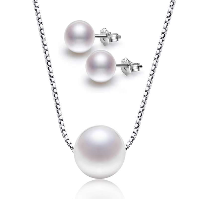 Pearl Necklace and Earrings Set